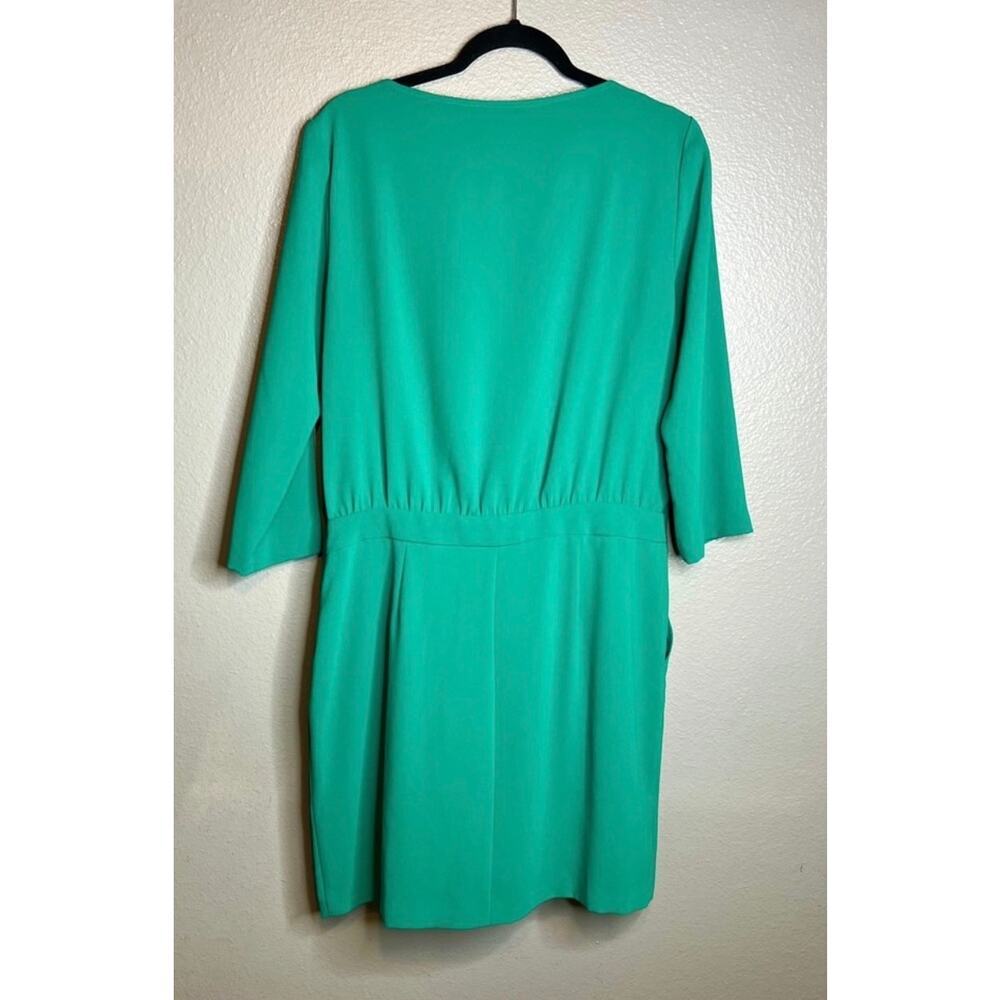 Trina Turk Green Dress V-Neck 3/4 Sleeves Pockets Size 10 - Picture 6 of 9